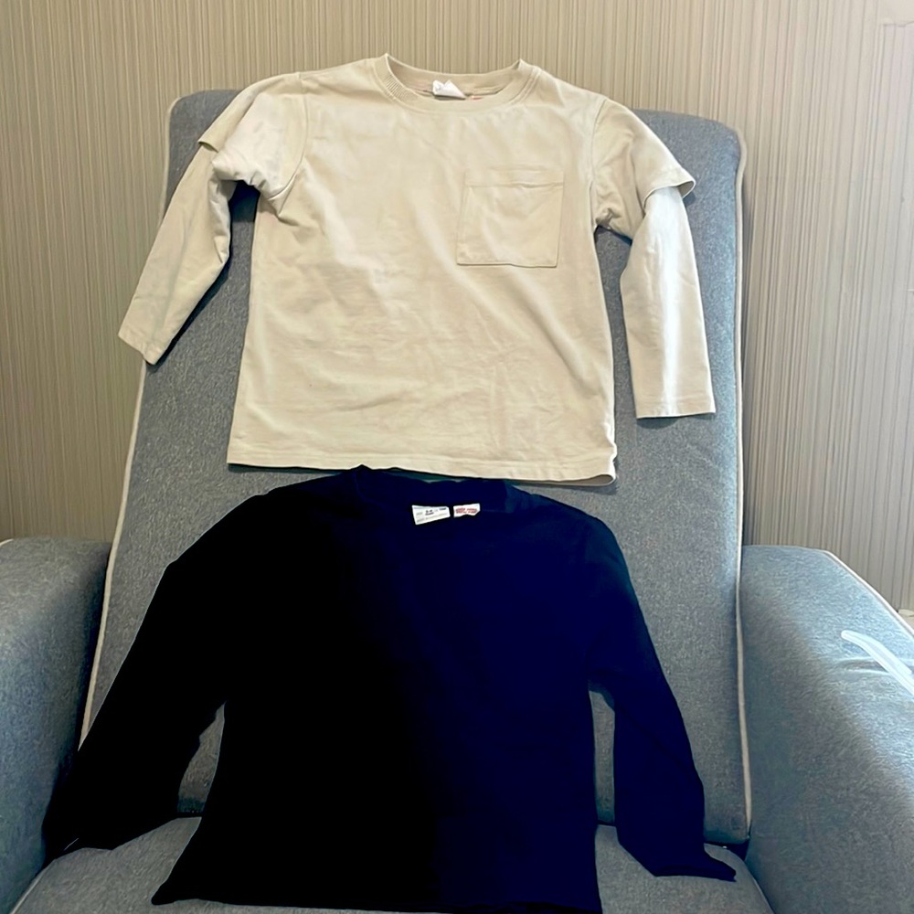 Zara long sleeve shirts Cream and Black 3-4 toddler